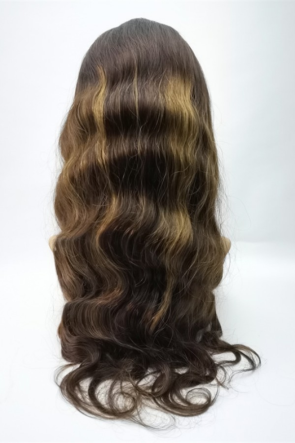 22inch piano balayage OMBRE HIGHLIGHTS color body wave Chinese remy hair full lace wig shinewig