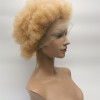 10 inch blonde kinky afro Chinese remy human hair full lace wig from shinewig
