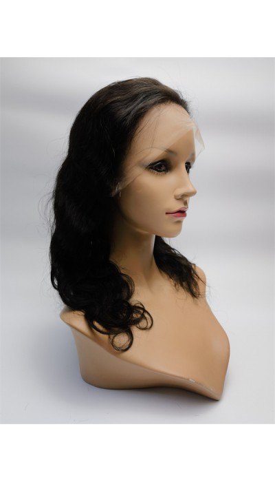 10 inch natural color 1B body wave Chinese remy human hair full lace wig