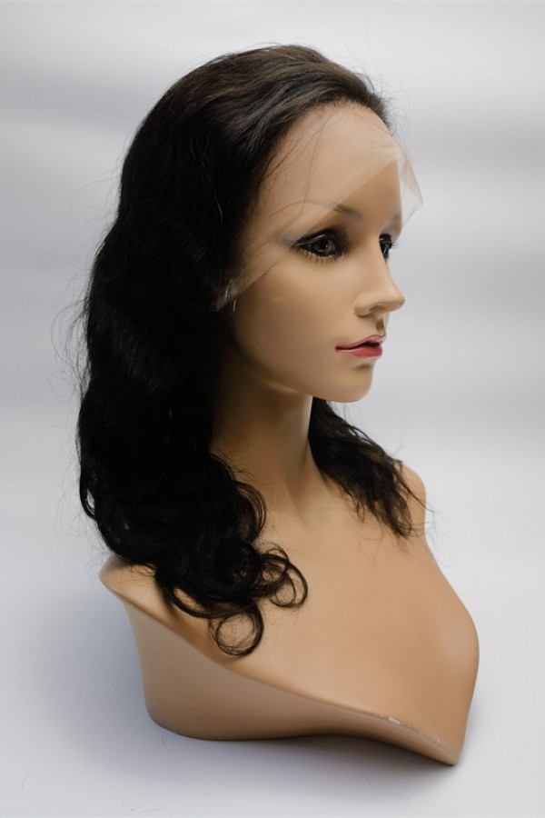 10 inch natural color 1B body wave Chinese remy human hair full lace wig