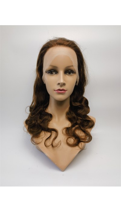 16inch  brown color body wave Chinese remy human hair natural full lace wig from shinewig