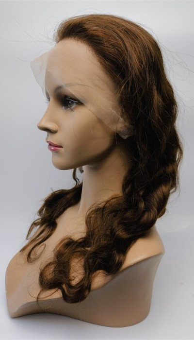 16inch  brown color body wave Chinese remy human hair natural full lace wig from shinewig