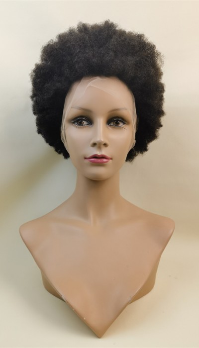 10 inch natural color  kinky afro Remy human hair full lace wig