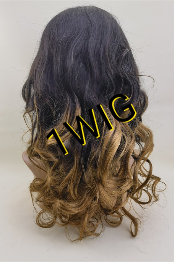 20inch OMBRE color WAVY remy human hair natural lace frontal  wig from 1wig