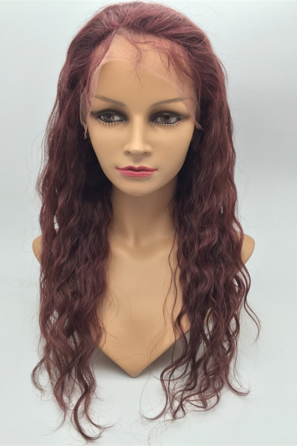 22inch natural hairline beautiful natural wavy Chinese remy virgin hair full lace wig