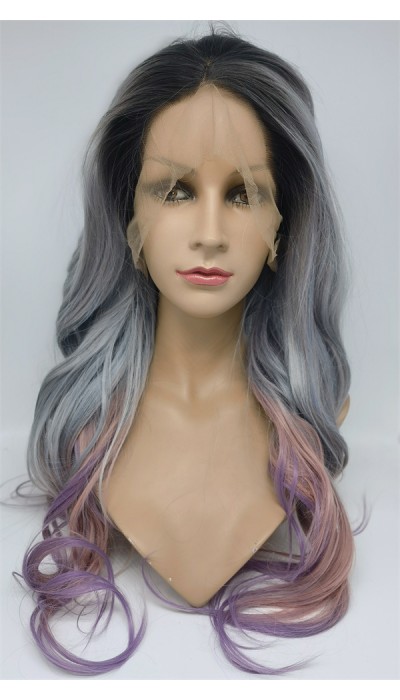 High temperature beautiful color natural wave synthetic lace front wig shinewig