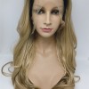 High temperature dark roots  beautiful wavy synthetic lace front wig shinewig