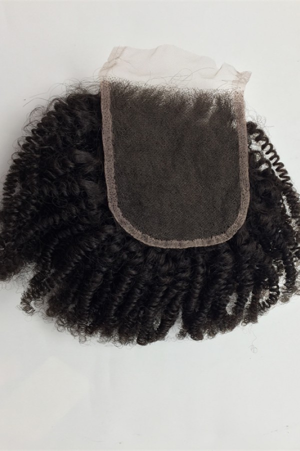 12inch kinky afro curl Indian virgin human hair top closure