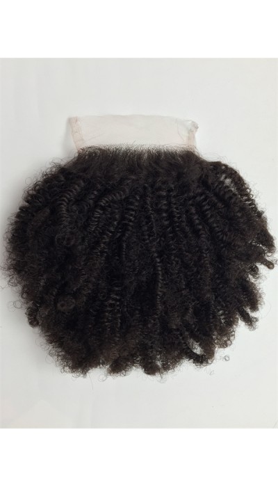 12inch kinky afro curl Indian virgin human hair top closure