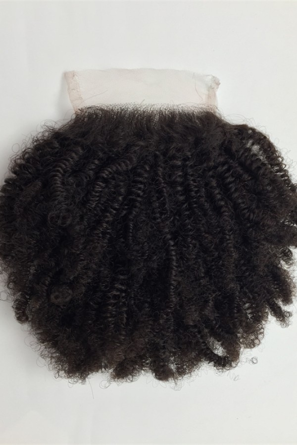 12inch kinky afro curl Indian virgin human hair top closure