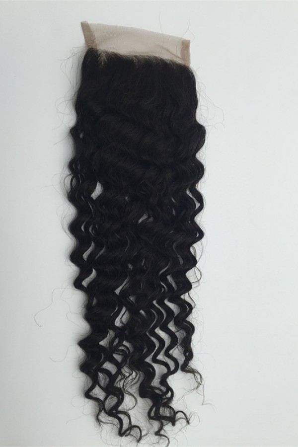 16 inch curly Chinese virgin human hair lace top closure