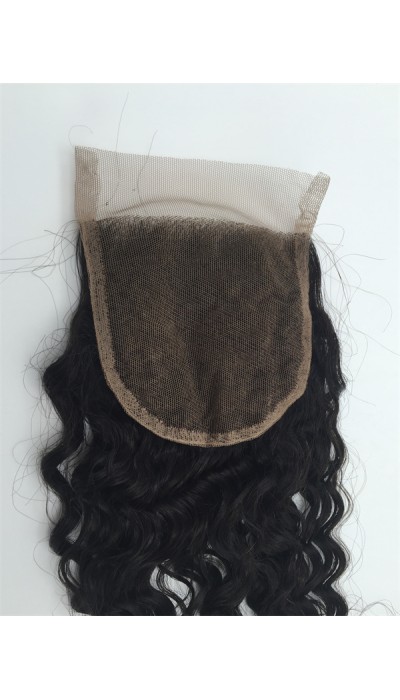 16 inch curly Chinese virgin human hair lace top closure